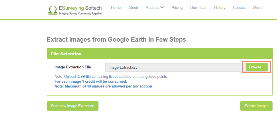 Browse Image Extraction file