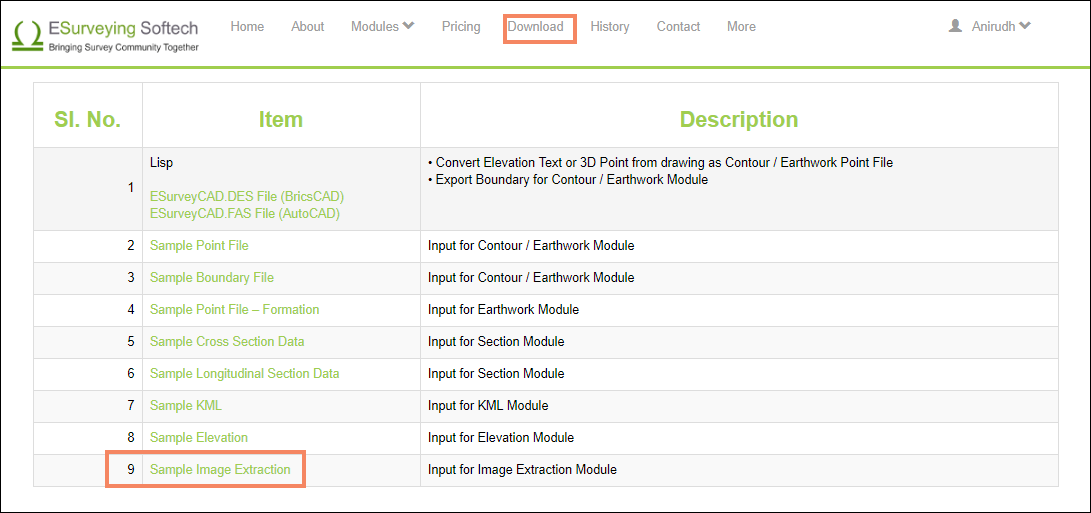 Download Sample Image Extraction File